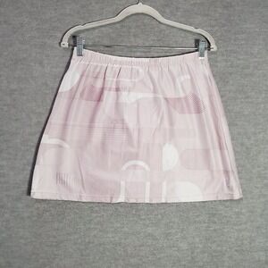 VINTAGE Nike Women Activewear Skort Large Pink Striped Mini Dri-Fit Tennis‎